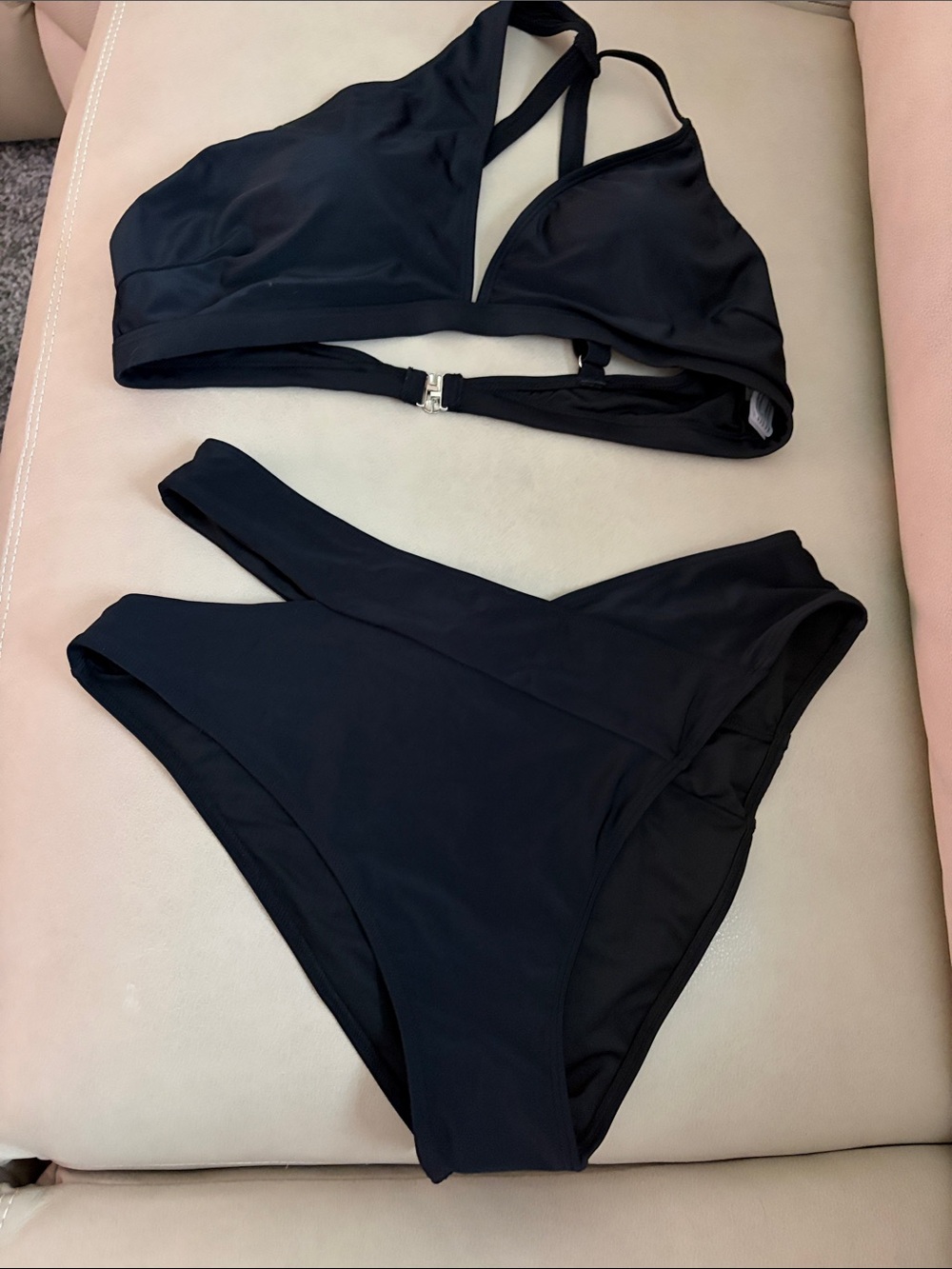 Popvil Black two-piece bikini with racer back straps